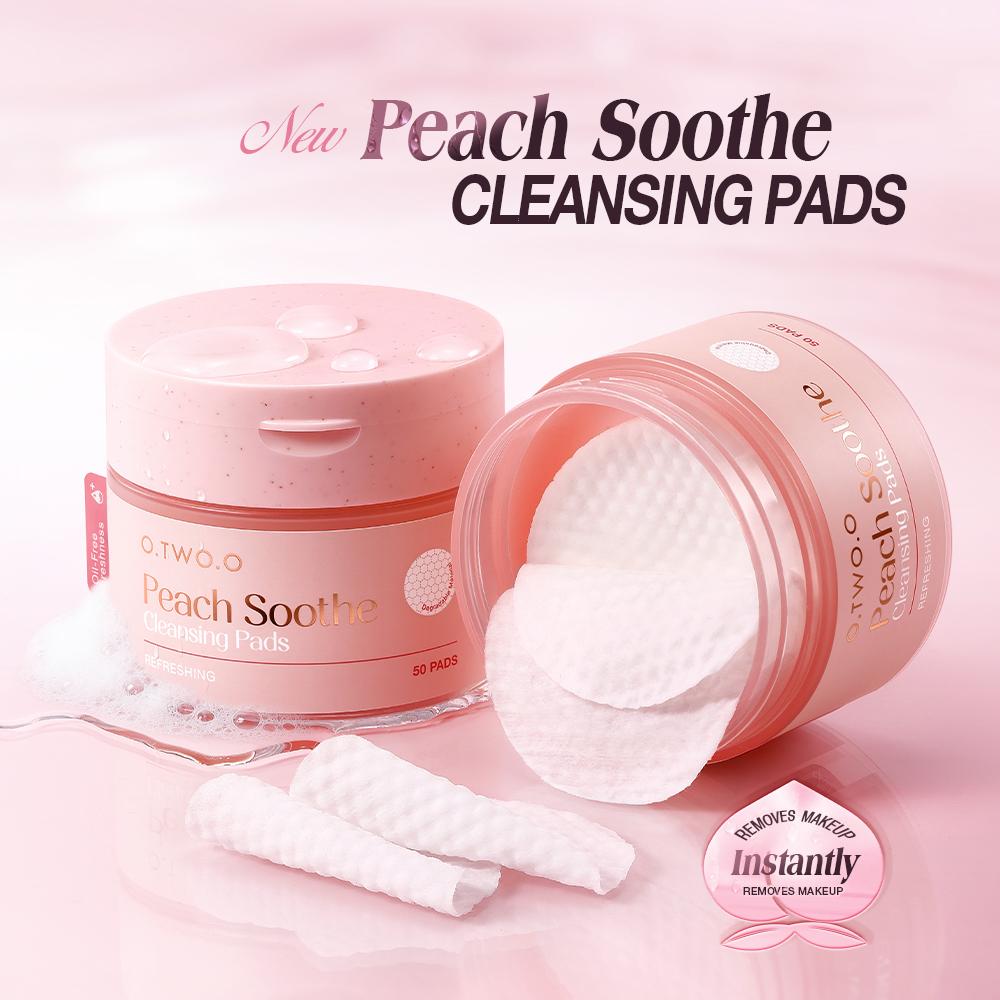 O.TWO.O Peach Soothe Cleansing Pads - Pad Demaquilante para Limpeza Facial de Pêssego