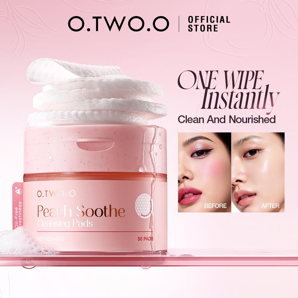 O.TWO.O Peach Soothe Cleansing Pads - Pad Demaquilante para Limpeza Facial de Pêssego